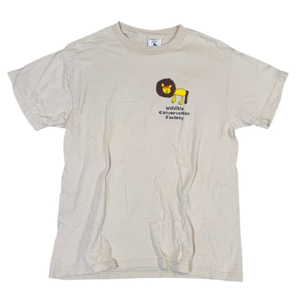 Vintage Delta Pro Weight Wildlife Conservation Society Lion Graphic T-Shirt Tan